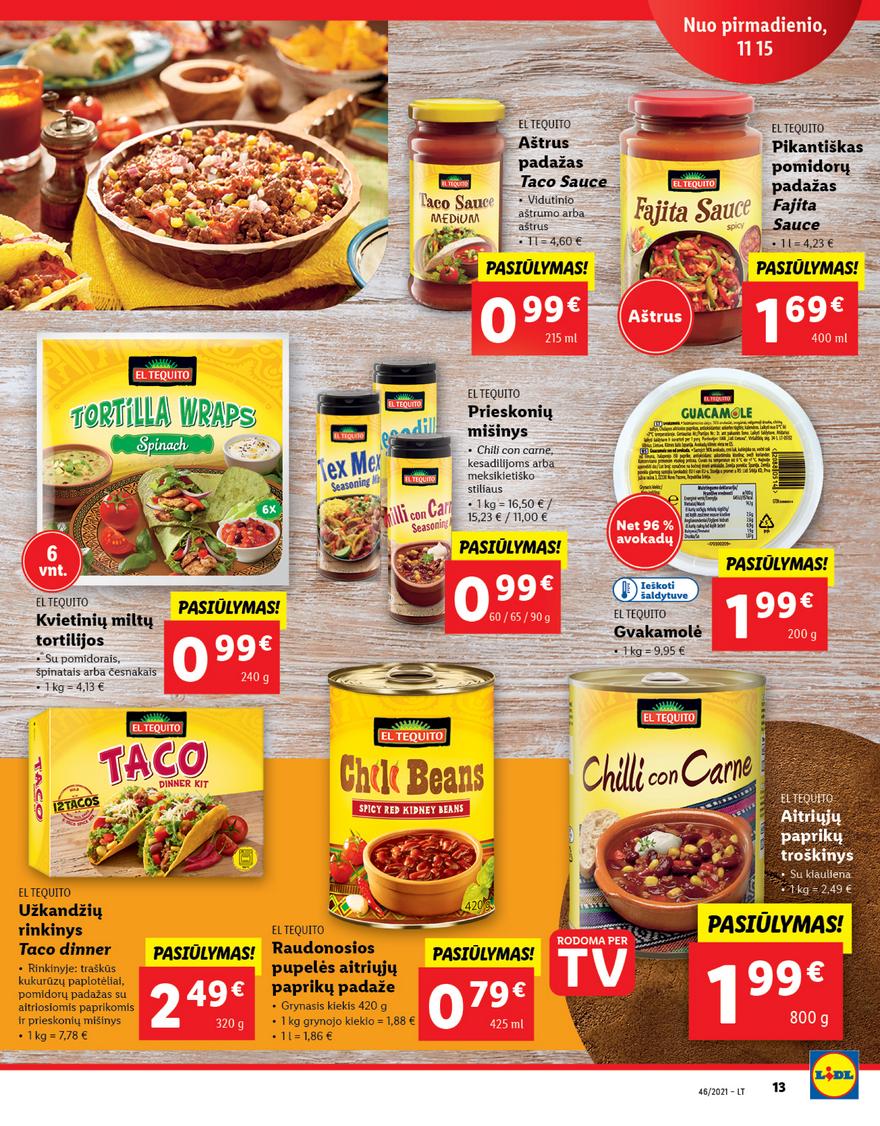 Lidl maisto prekių pasiūlymai akcijos nuo 
  2021-11-15 iki 
  2021-11-21 | Leidinukas.lt puslapis 13