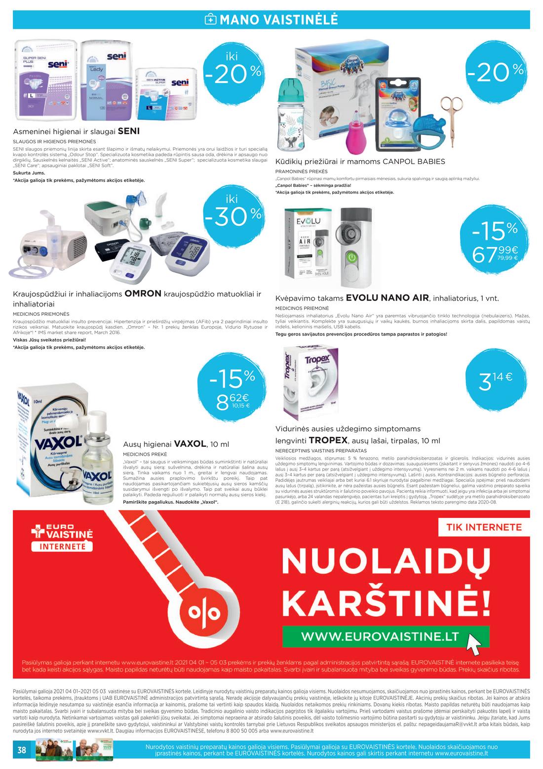 Euro vaistinė leidinys. akcijos nuo 
  2021-04-01 iki 
  2021-04-30 | Leidinukas.lt puslapis 38