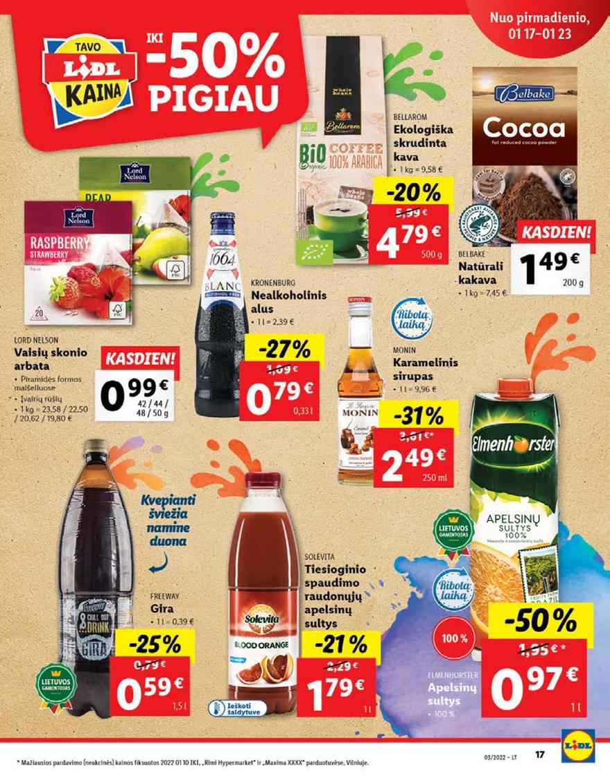 Lidl maisto prekių pasiūlymai akcijos nuo 
  2022-01-17 iki 
  2022-01-23 | Leidinukas.lt puslapis 17