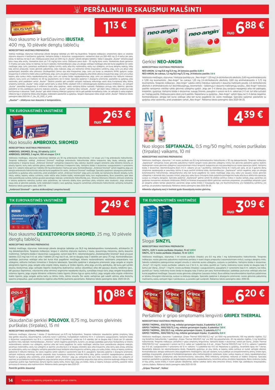 Euro vaistinė katalogas akcijos nuo 
  2025-08-01 iki 
  2025-08-31 | Leidinukas.lt puslapis 14