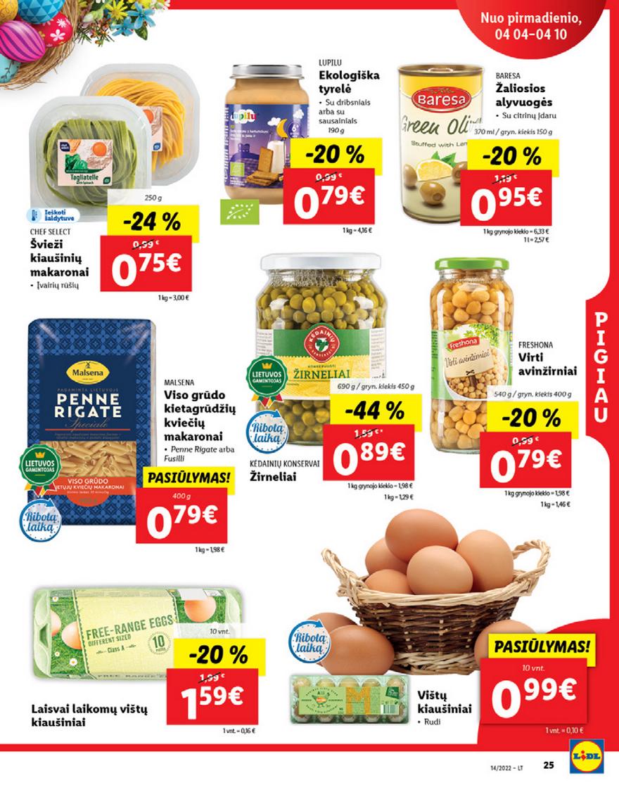 Lidl maisto prekių pasiūlymai akcijos nuo 
  2022-04-04 iki 
  2022-04-10 | Leidinukas.lt puslapis 25