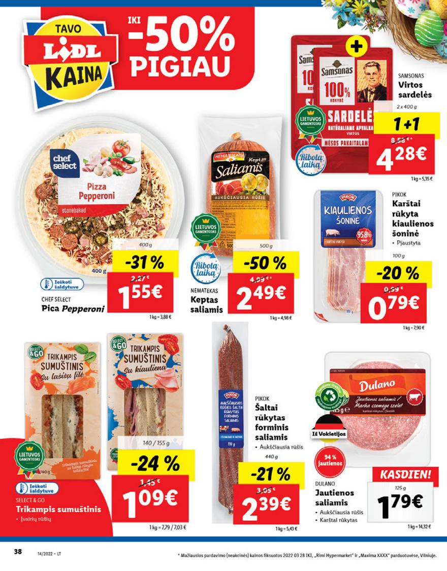 Lidl maisto prekių pasiūlymai akcijos nuo 
  2022-04-04 iki 
  2022-04-10 | Leidinukas.lt puslapis 38