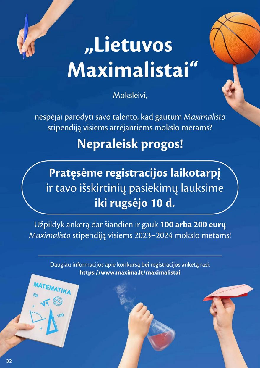 Maxima kaininis leidinys akcijos nuo 
  2023-08-29 iki 
  2023-09-04 | Leidinukas.lt puslapis 32