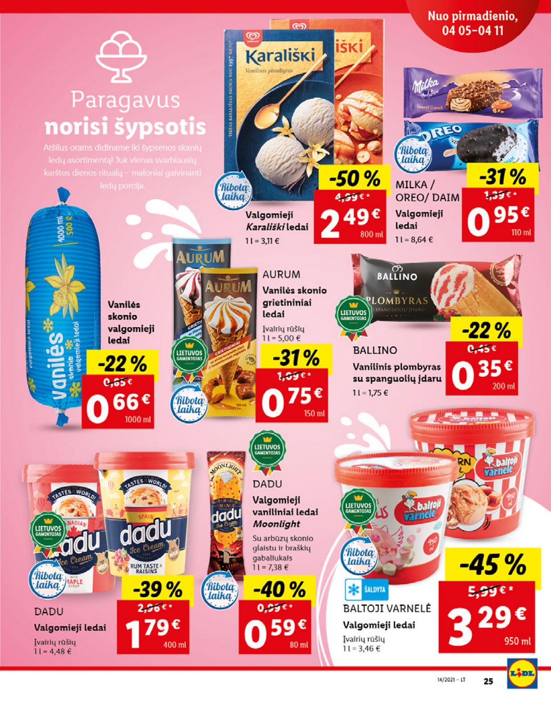Lidl maisto prekių pasiūlymai akcijos nuo 
  2021-04-05 iki 
  2021-04-11 | Leidinukas.lt puslapis 25
