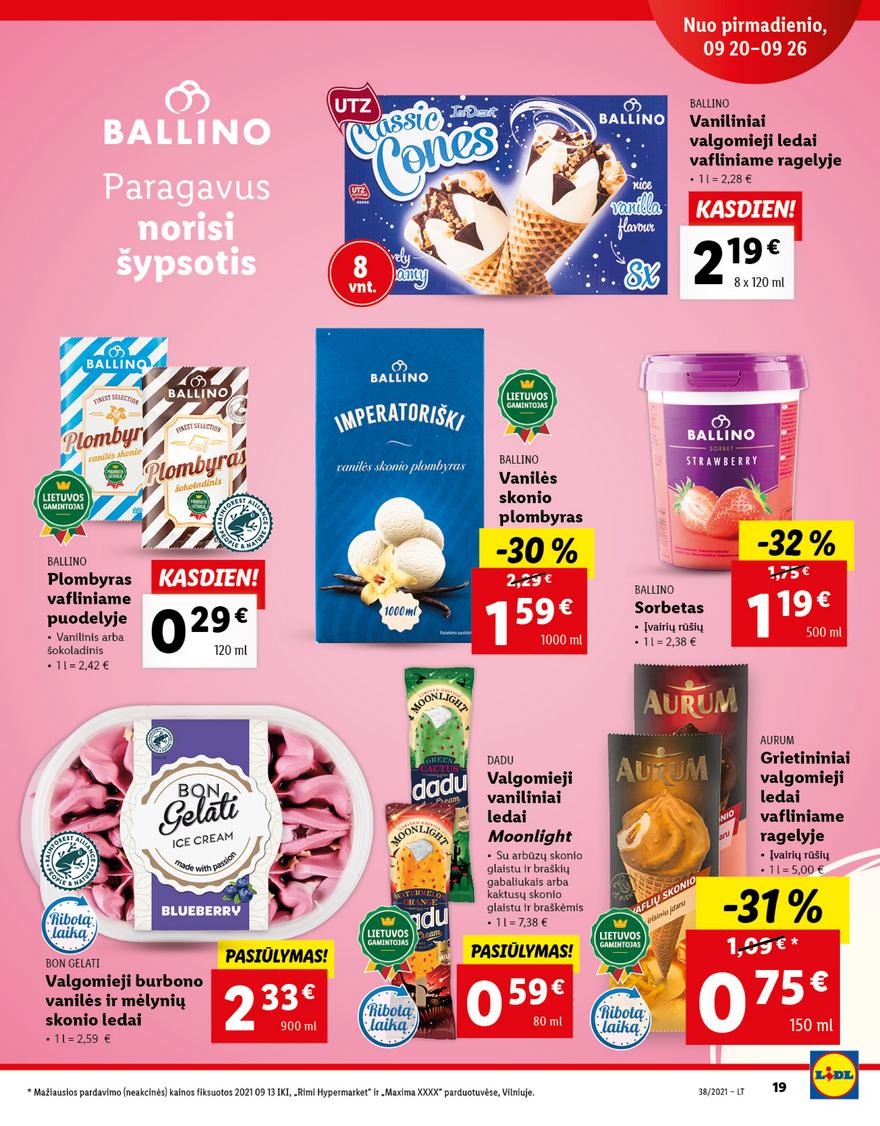 Lidl maisto prekių pasiūlymai akcijos nuo 
  2021-09-20 iki 
  2021-09-26 | Leidinukas.lt puslapis 19