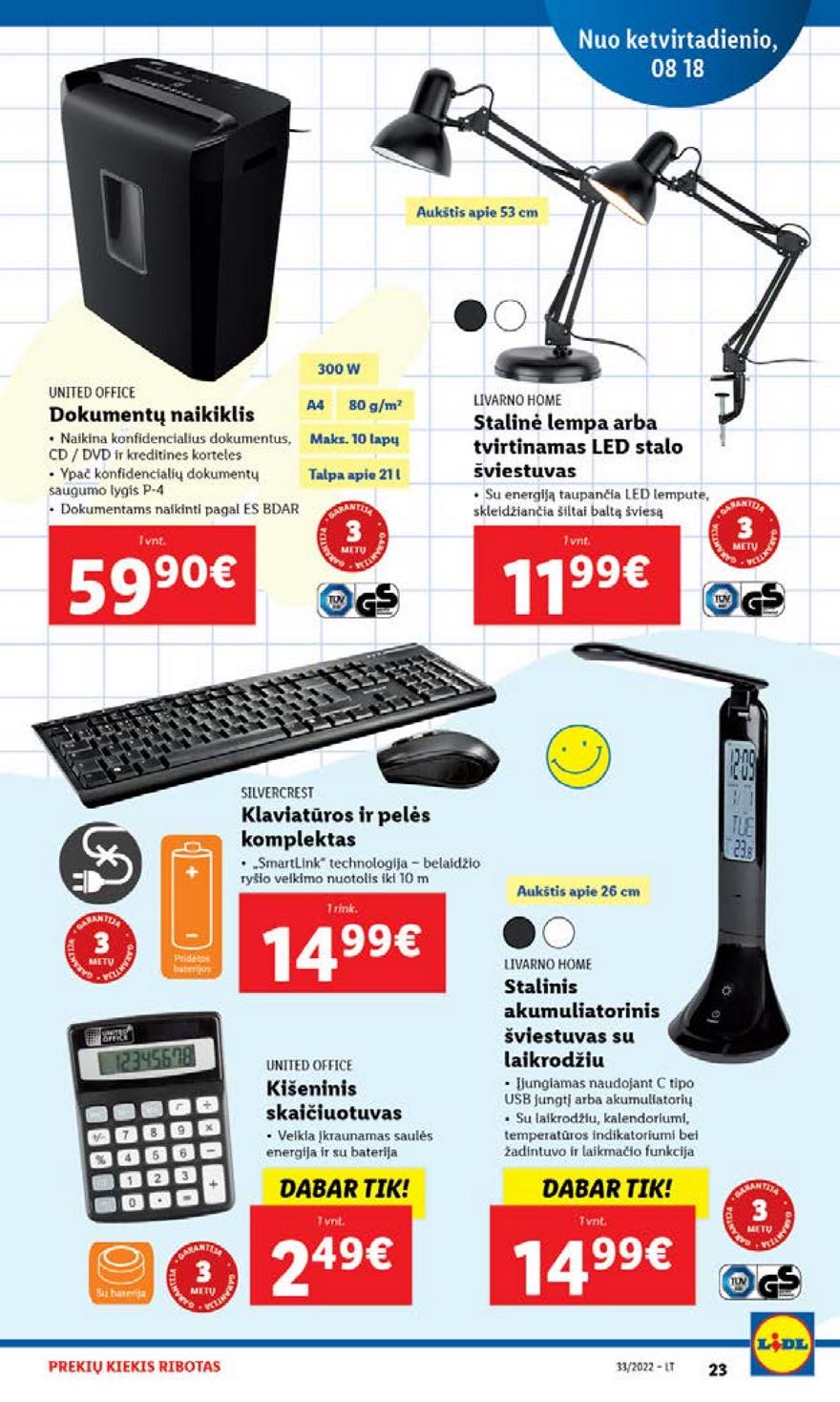 Lidl pasiūlymai akcijos nuo 
  2022-08-15 iki 
  2022-08-21 | Leidinukas.lt puslapis 23