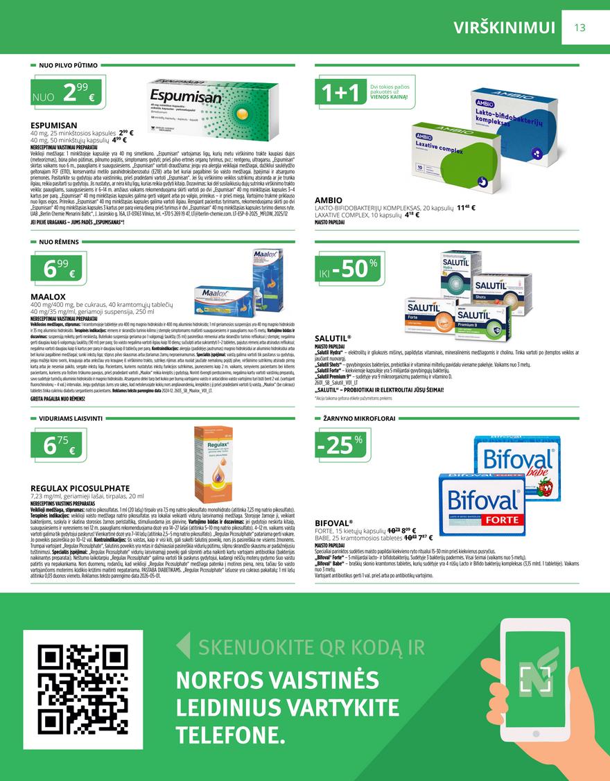 Norfos vaistinės leidinys akcijos nuo 
  2026-07-01 iki 
  2026-07-31 | Leidinukas.lt puslapis 13