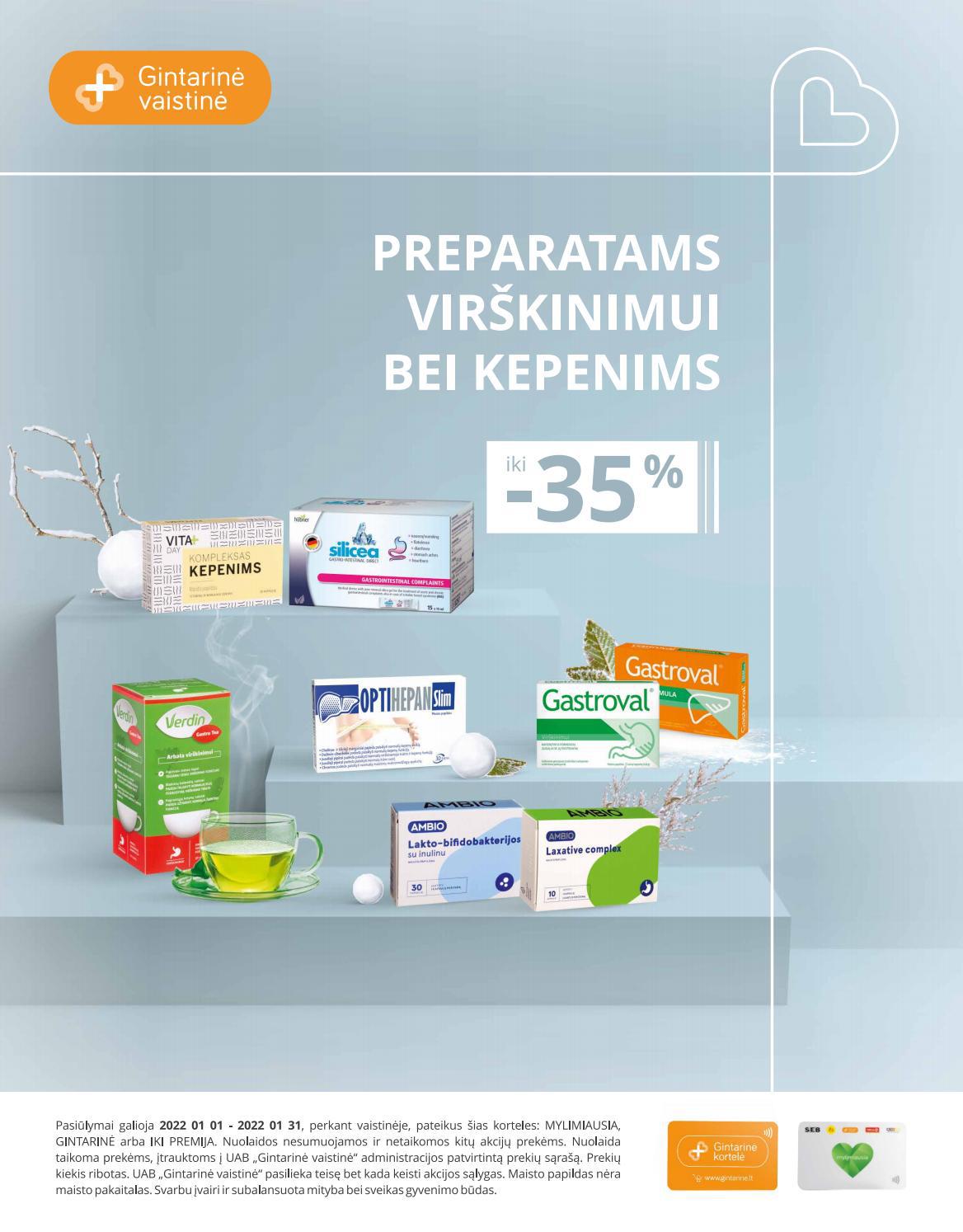 Gintarinė vaistinė leidinys akcijos nuo 
  2022-01-01 iki 
  2022-01-31 | Leidinukas.lt puslapis 12