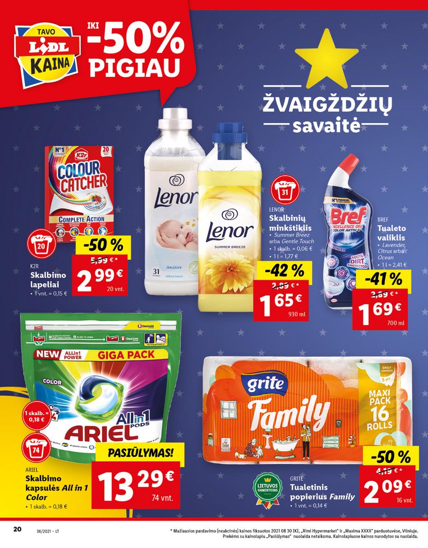 Lidl maisto prekių pasiūlymai akcijos nuo 
  2021-09-06 iki 
  2021-09-12 | Leidinukas.lt puslapis 20