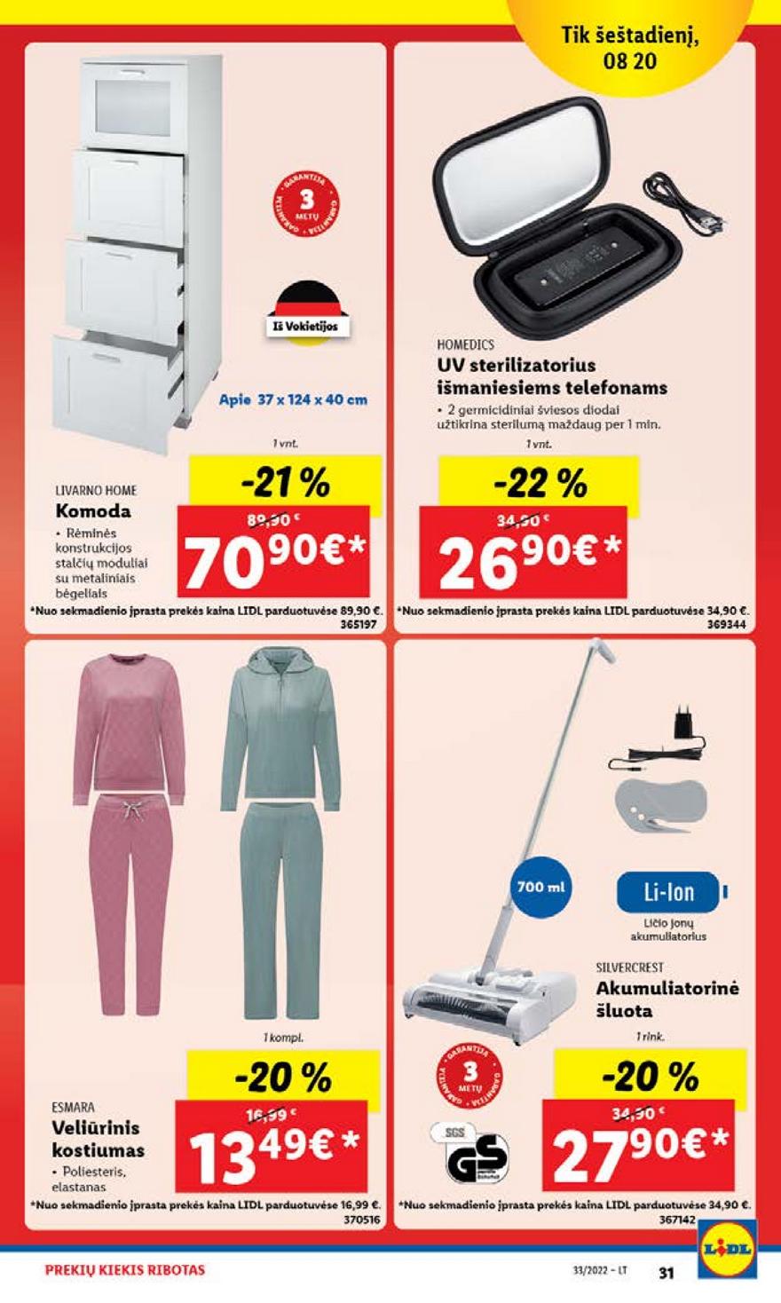 Lidl pasiūlymai akcijos nuo 
  2022-08-15 iki 
  2022-08-21 | Leidinukas.lt puslapis 31