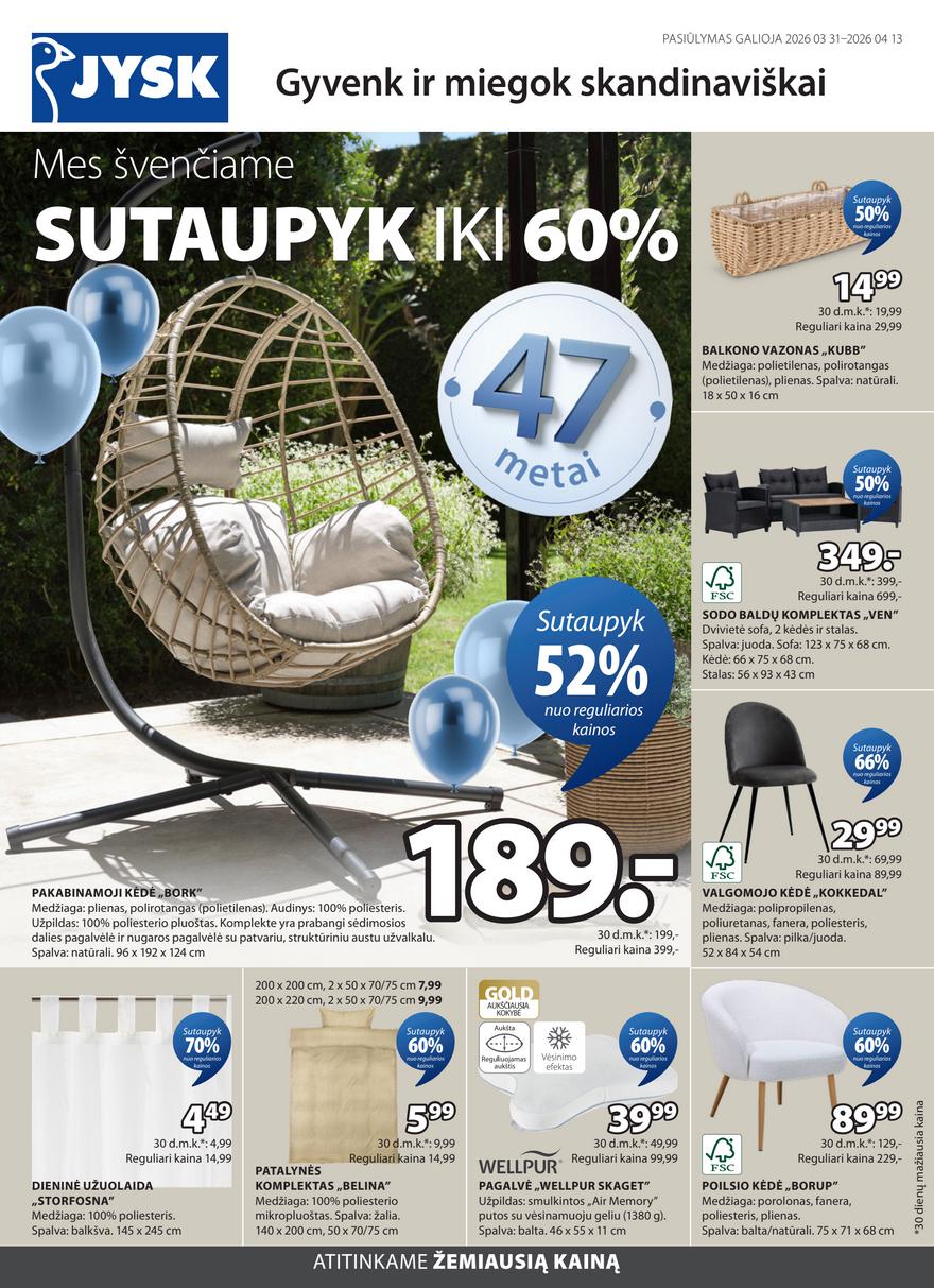 Jysk akcijų leidinys akcijos nuo 
  2026-03-31 iki 
  2026-04-13 | Leidinukas.lt puslapis 1
