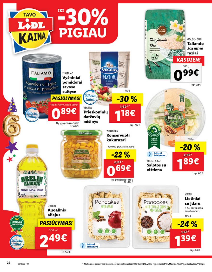 Lidl maisto prekių pasiūlymai akcijos nuo 
  2022-05-30 iki 
  2022-06-05 | Leidinukas.lt puslapis 22