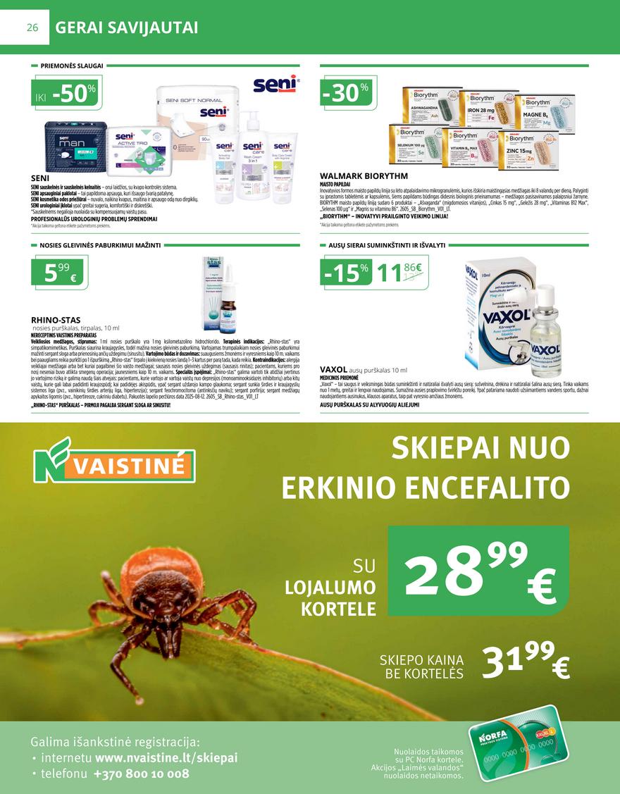 Norfos vaistinės leidinys akcijos nuo 
  2026-06-01 iki 
  2026-06-30 | Leidinukas.lt puslapis 26