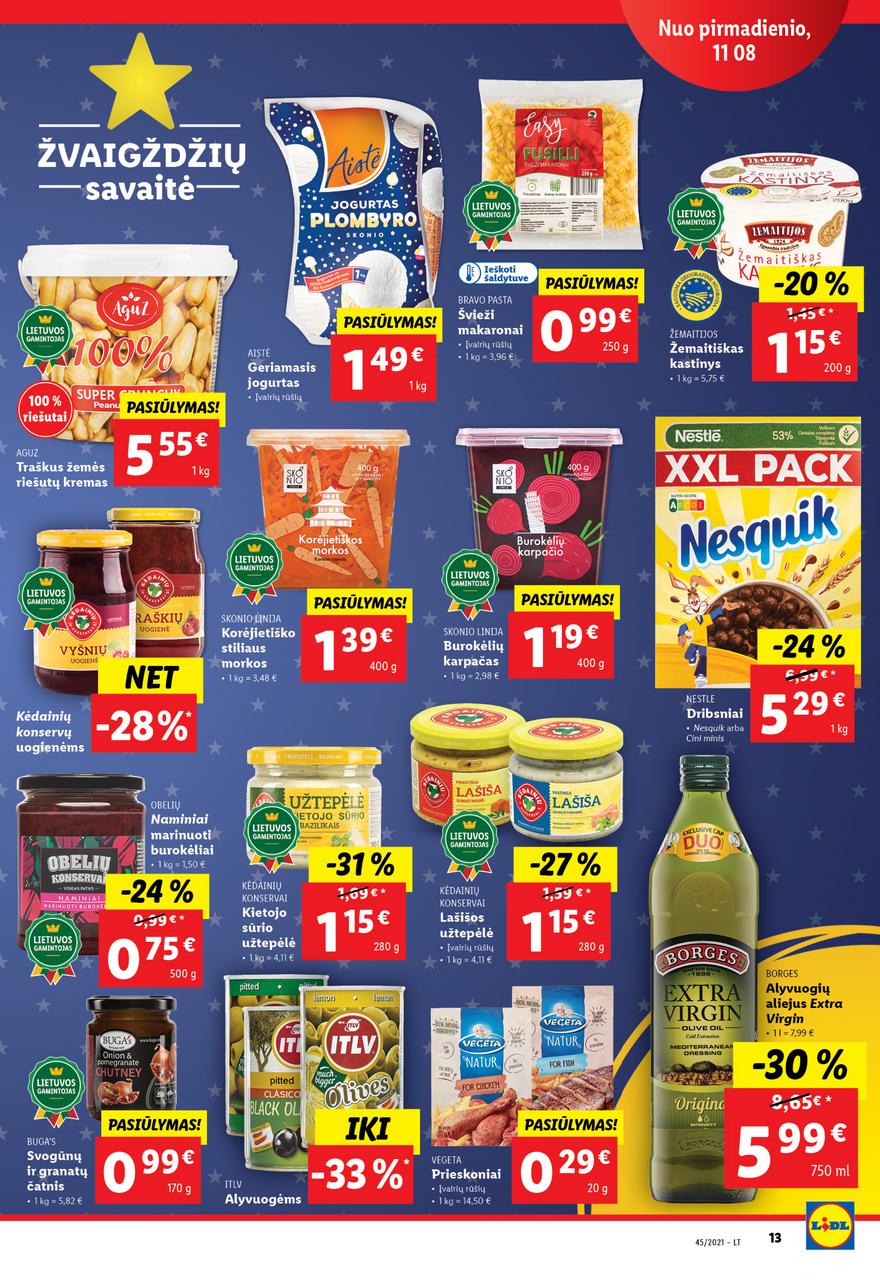 Lidl maisto prekių pasiūlymai akcijos nuo 
  2021-11-08 iki 
  2021-11-14 | Leidinukas.lt puslapis 13