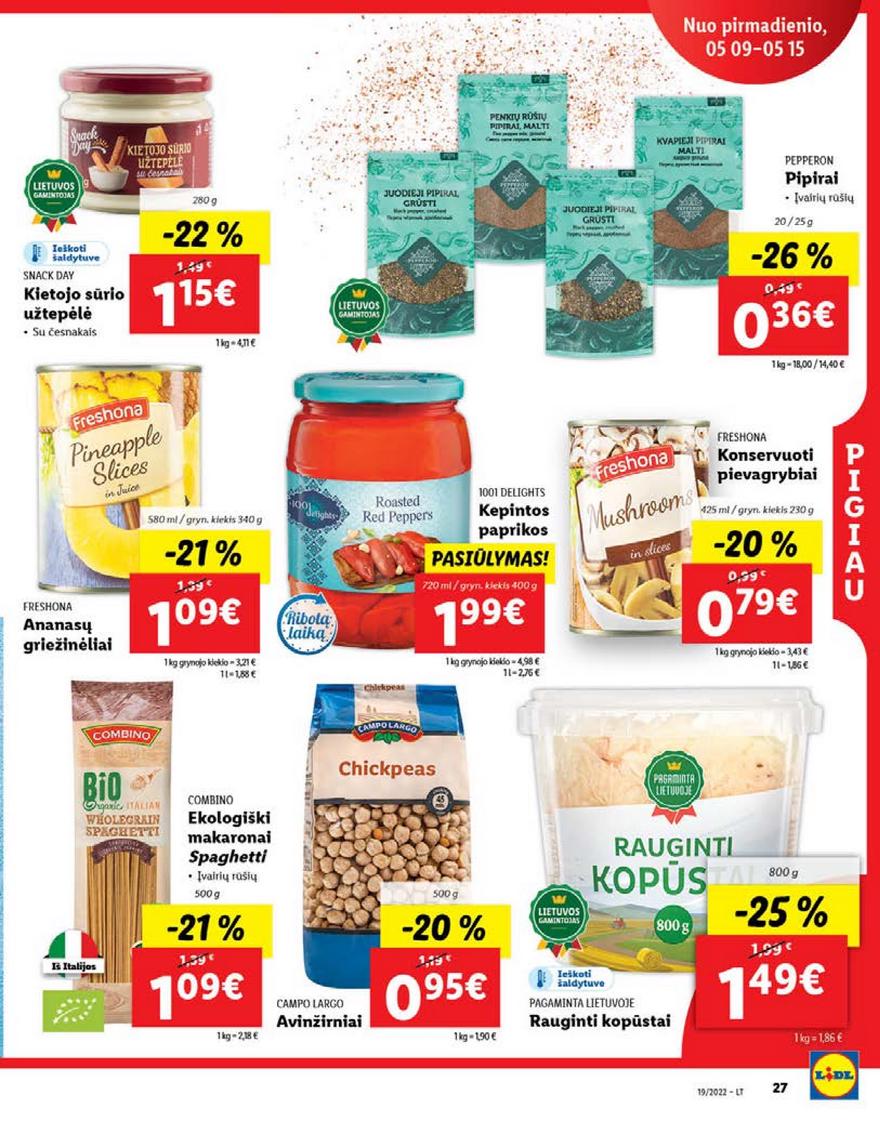 Lidl maisto prekių pasiūlymai akcijos nuo 
  2022-05-09 iki 
  2022-05-15 | Leidinukas.lt puslapis 27