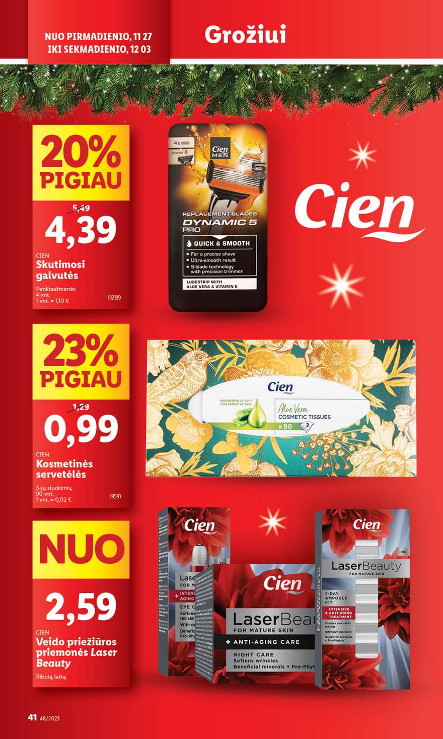 Lidl pasiūlymai akcijos nuo 
  2023-11-27 iki 
  2023-12-03 | Leidinukas.lt puslapis 41