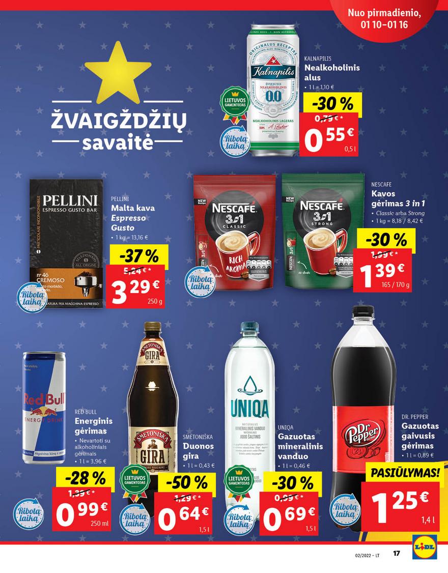 Lidl maisto prekių pasiūlymai akcijos nuo 
  2022-01-10 iki 
  2022-01-16 | Leidinukas.lt puslapis 17