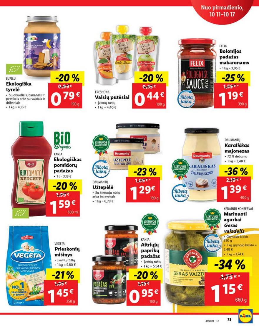Lidl maisto prekių pasiūlymai akcijos nuo 
  2021-10-11 iki 
  2021-10-17 | Leidinukas.lt puslapis 31