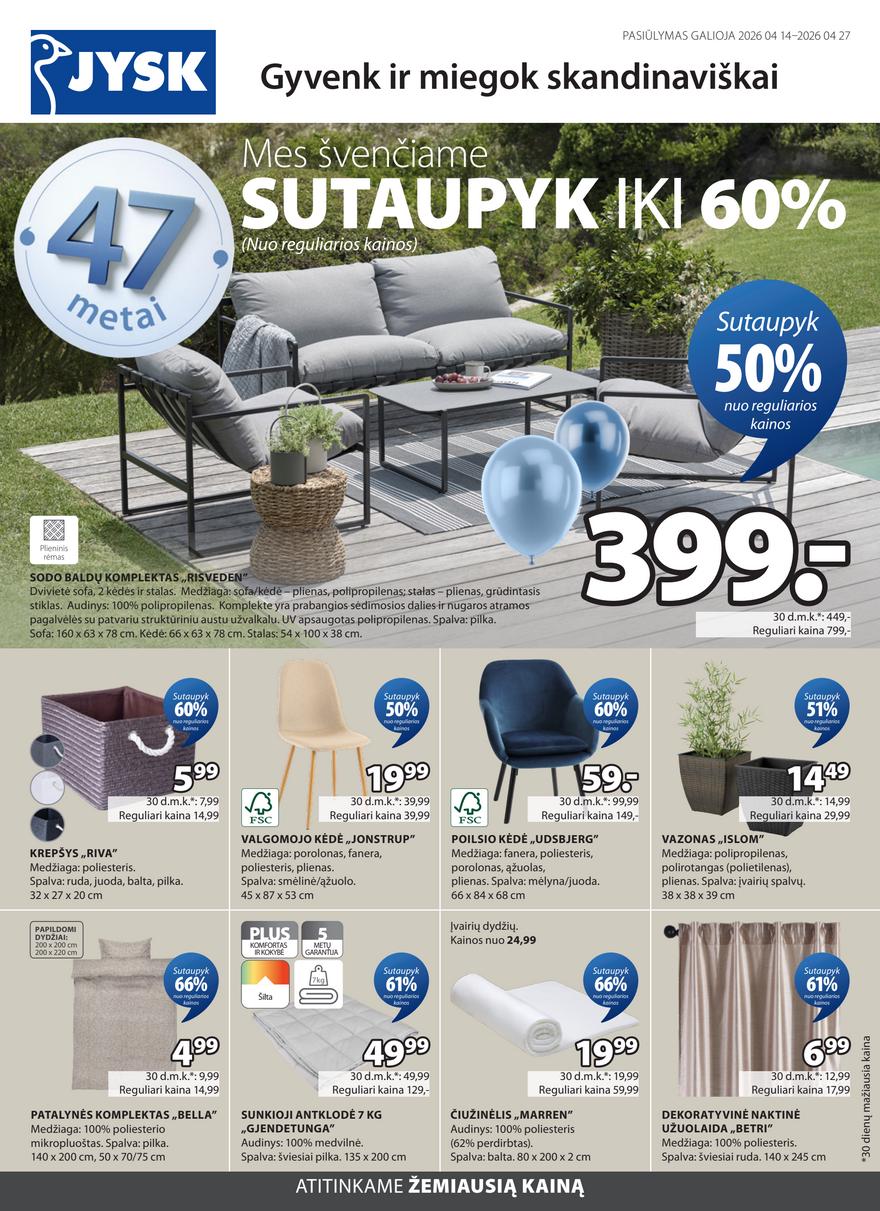 Jysk leidinys akcijos nuo 
  2026-04-14 iki 
  2026-04-27 | Leidinukas.lt puslapis 1
