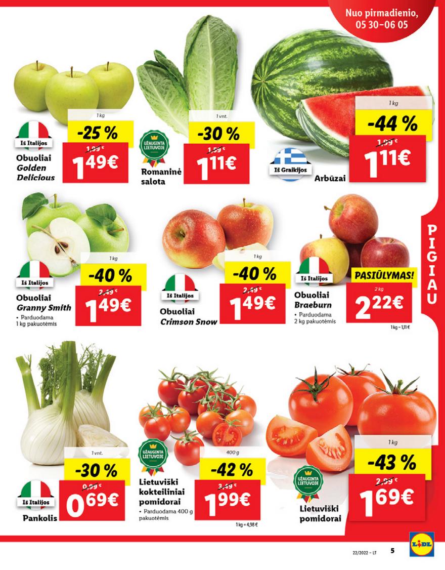 Lidl maisto prekių pasiūlymai akcijos nuo 
  2022-05-30 iki 
  2022-06-05 | Leidinukas.lt puslapis 5