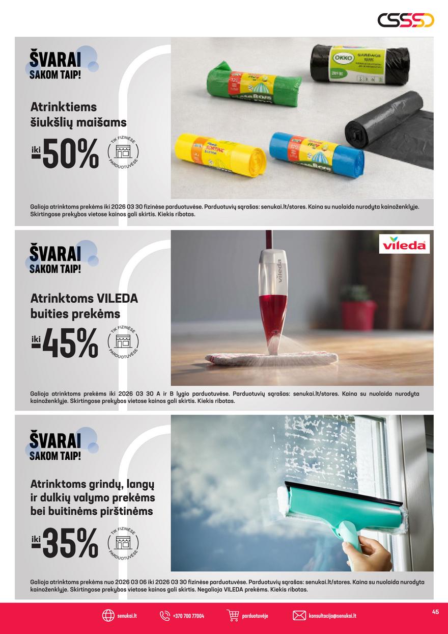 Senukai leidinys akcijos nuo 
  2026-03-04 iki 
  2026-03-30 | Leidinukas.lt puslapis 45