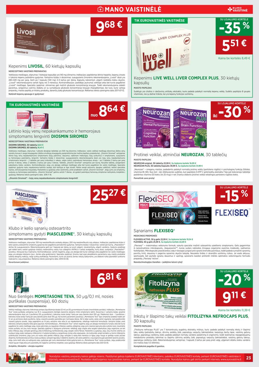 Euro vaistinė leidinys akcijos nuo 
  2021-10-01 iki 
  2021-11-03 | Leidinukas.lt puslapis 23