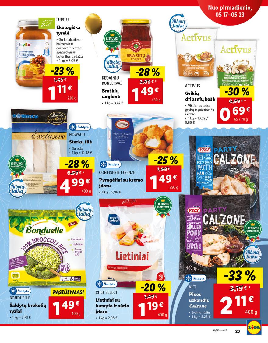 Lidl maisto prekių pasiūlymai akcijos nuo 
  2021-05-17 iki 
  2021-05-23 | Leidinukas.lt puslapis 23