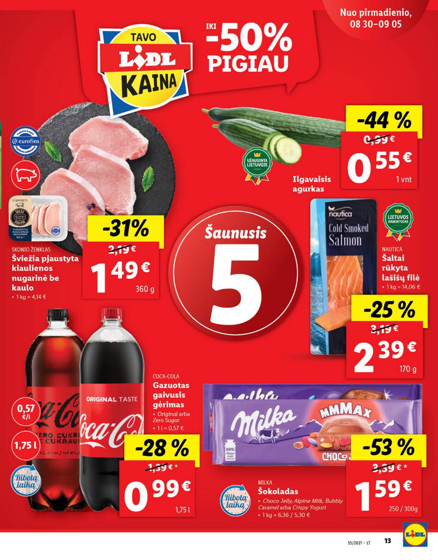 Lidl maisto prekių pasiūlymai akcijos nuo 
  2021-08-30 iki 
  2021-09-05 | Leidinukas.lt puslapis 13