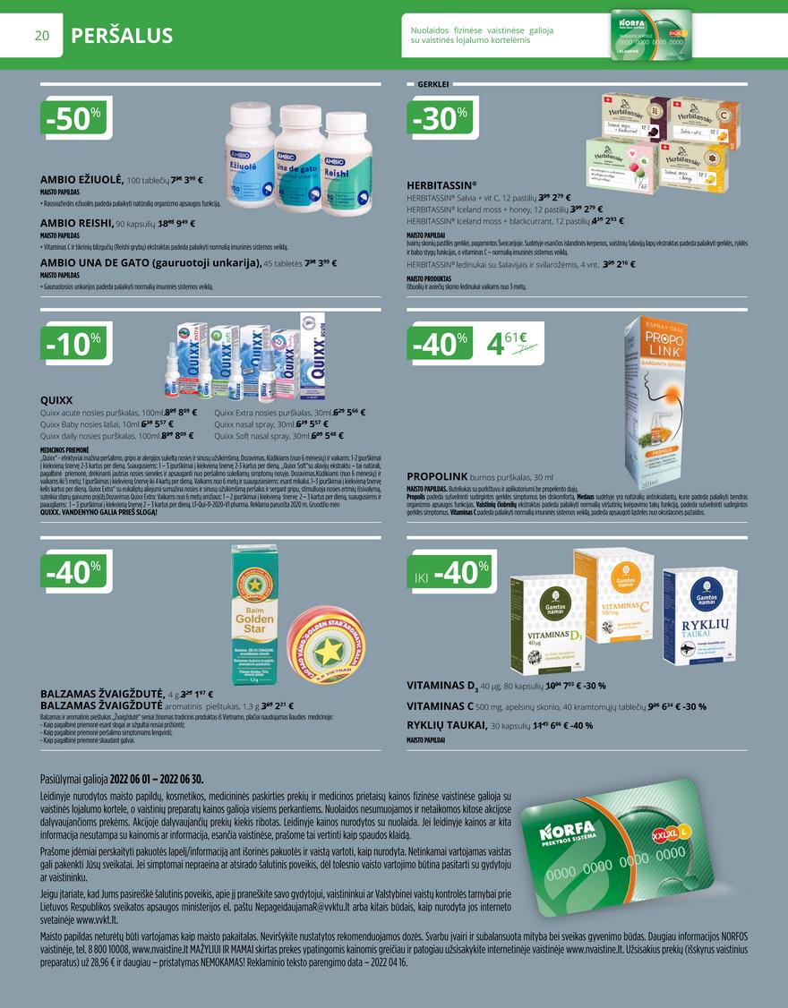 Norfos vaistinės leidinys akcijos nuo 
  2022-06-01 iki 
  2022-06-30 | Leidinukas.lt puslapis 20