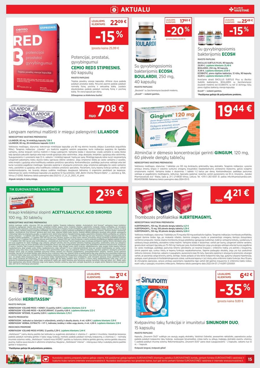 Euro vaistinė katalogas akcijos nuo 
  2025-08-01 iki 
  2025-08-31 | Leidinukas.lt puslapis 15