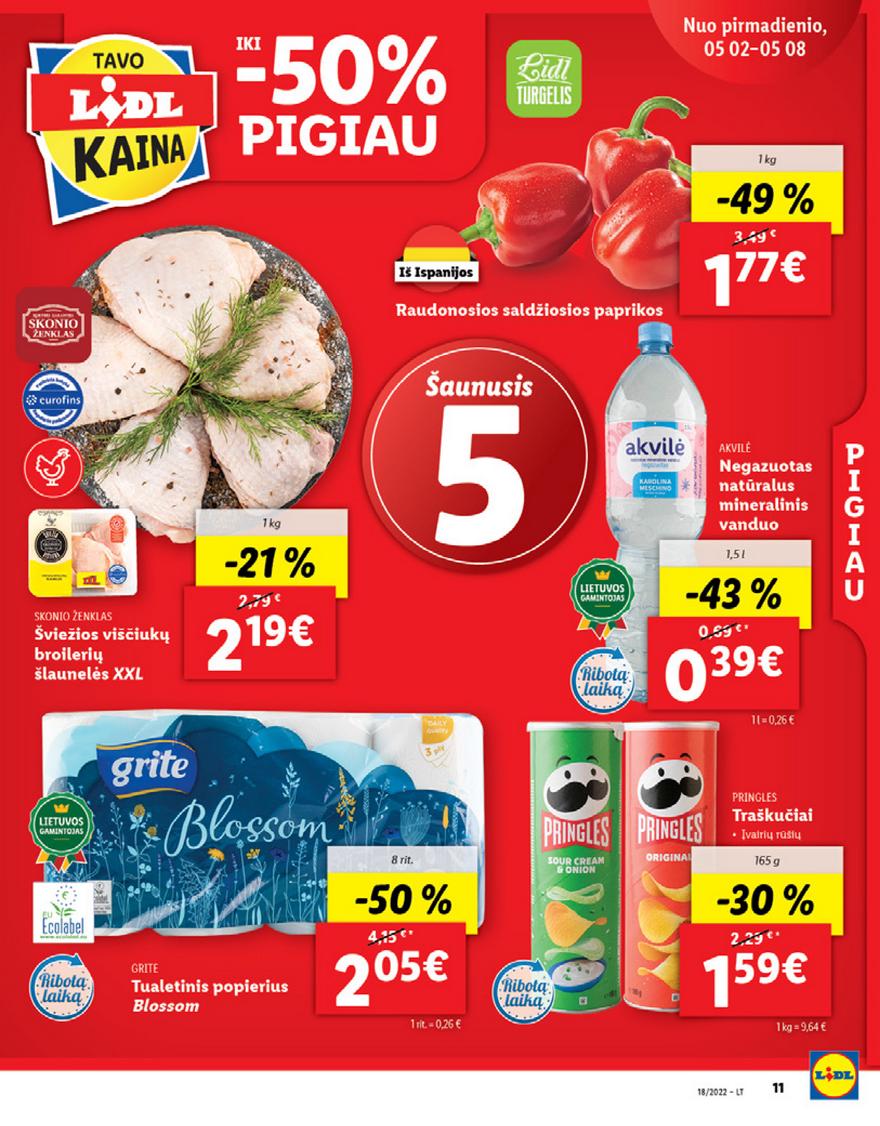 Lidl maisto prekių pasiūlymai akcijos nuo 
  2022-05-02 iki 
  2022-05-08 | Leidinukas.lt puslapis 11
