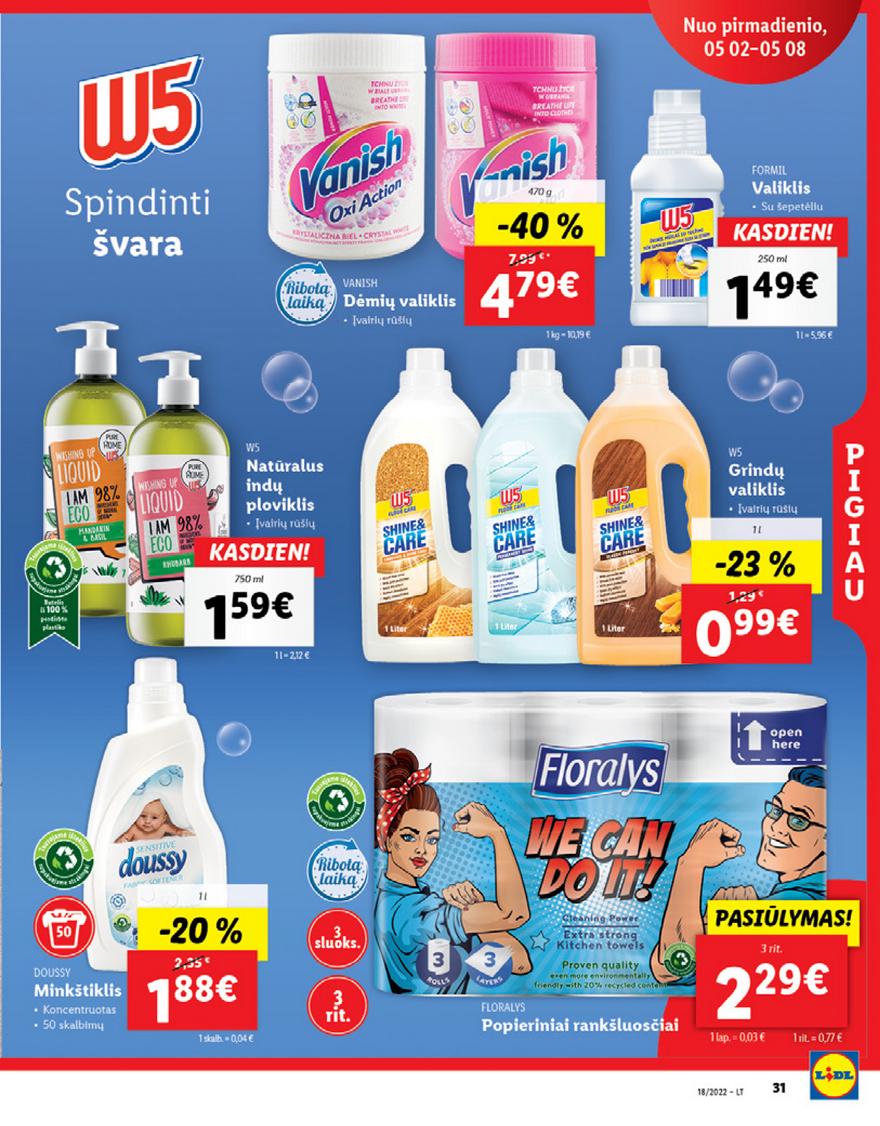 Lidl maisto prekių pasiūlymai akcijos nuo 
  2022-05-02 iki 
  2022-05-08 | Leidinukas.lt puslapis 31