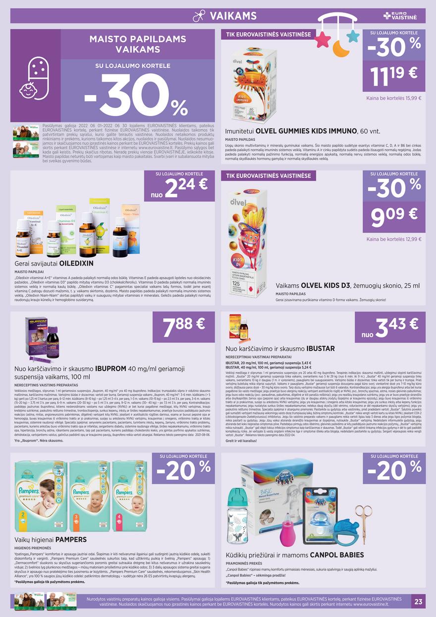 Euro vaistinė leidinys akcijos nuo 
  2022-06-01 iki 
  2022-06-30 | Leidinukas.lt puslapis 23