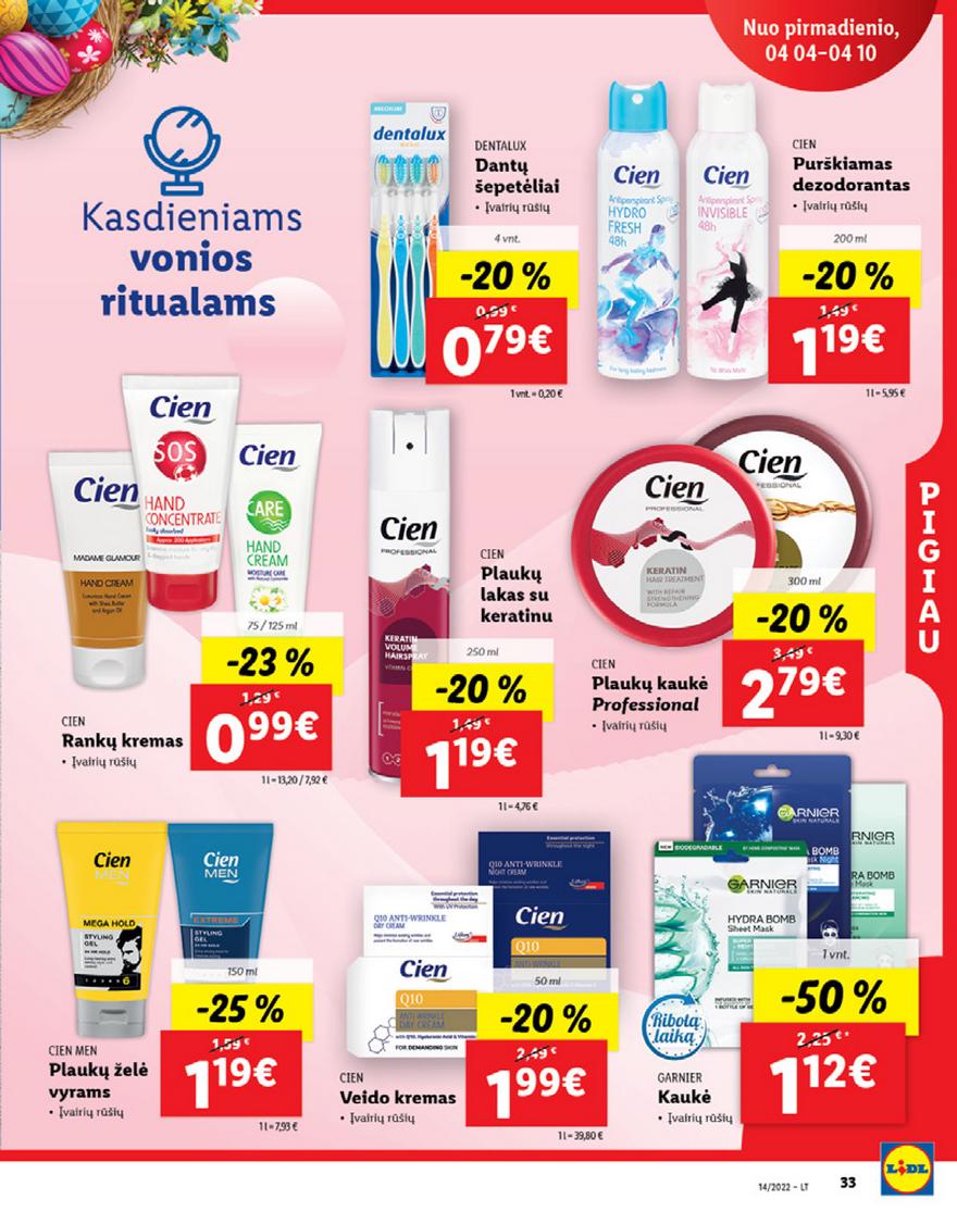 Lidl maisto prekių pasiūlymai akcijos nuo 
  2022-04-04 iki 
  2022-04-10 | Leidinukas.lt puslapis 33