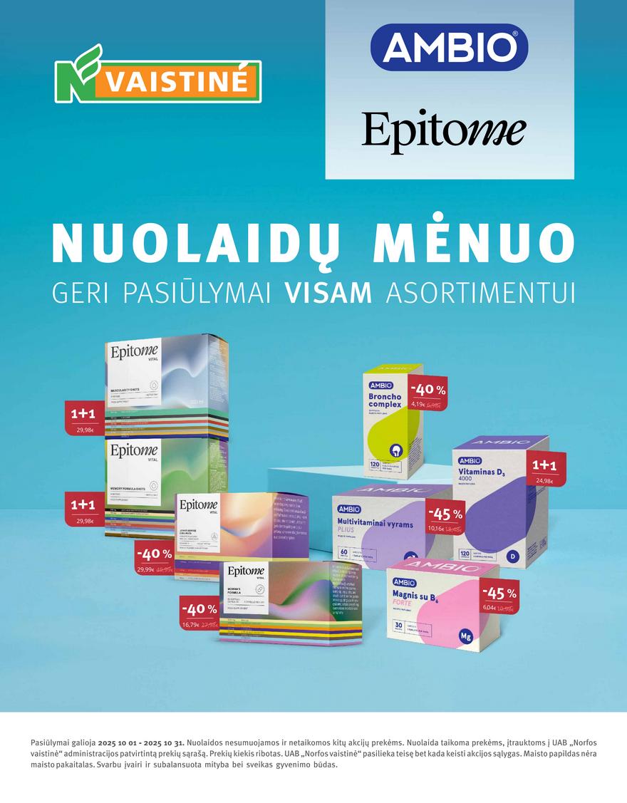 Norfos vaistinės leidinys akcijos nuo 
  2025-10-01 iki 
  2025-10-31 | Leidinukas.lt puslapis 32