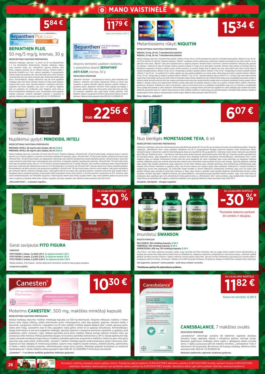 Euro vaistinė leidinys akcijos nuo 
  2022-12-01 iki 
  2022-12-31 | Leidinukas.lt puslapis 26
