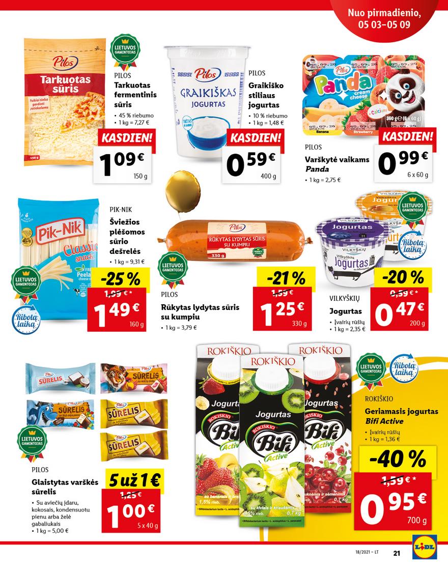 Lidl maisto prekių pasiūlymai akcijos nuo 
  2021-05-03 iki 
  2021-05-09 | Leidinukas.lt puslapis 21