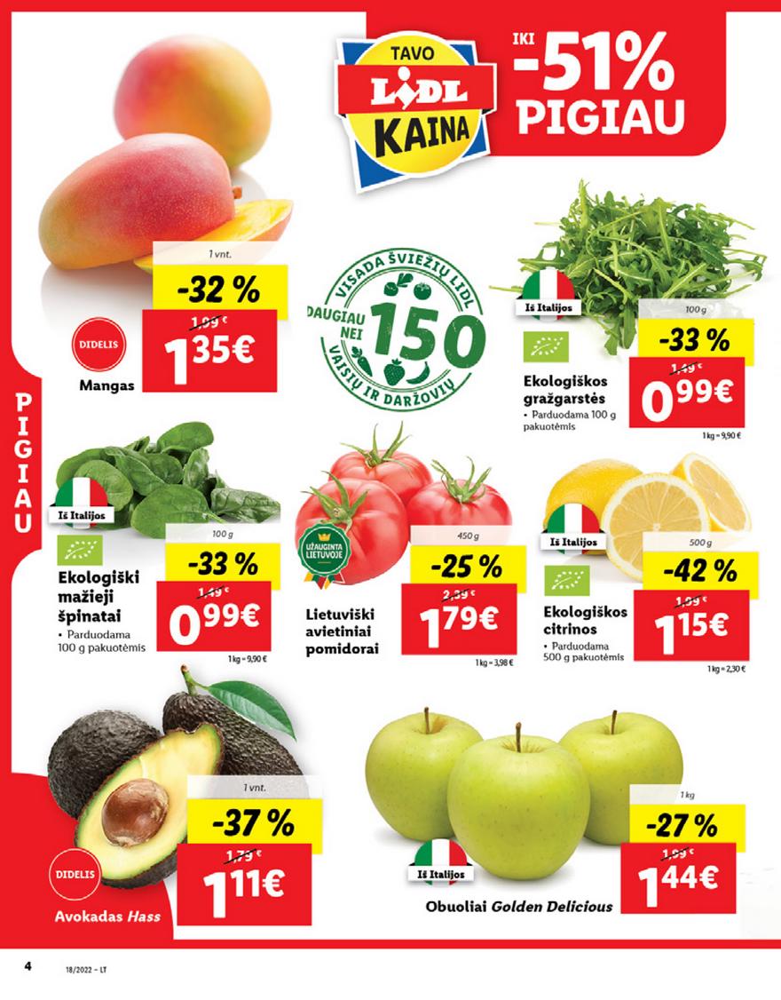 Lidl maisto prekių pasiūlymai akcijos nuo 
  2022-05-02 iki 
  2022-05-08 | Leidinukas.lt puslapis 4