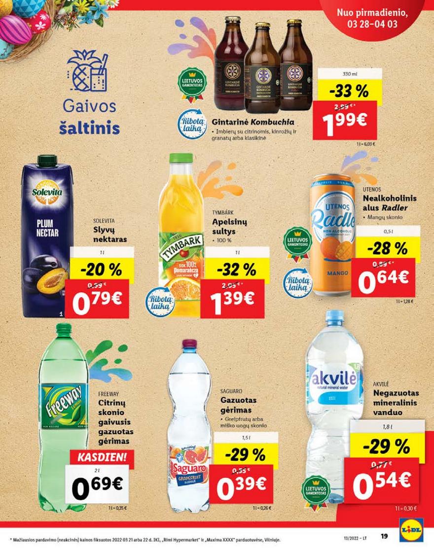 Lidl maisto prekių pasiūlymai akcijos nuo 
  2022-03-28 iki 
  2022-04-03 | Leidinukas.lt puslapis 19