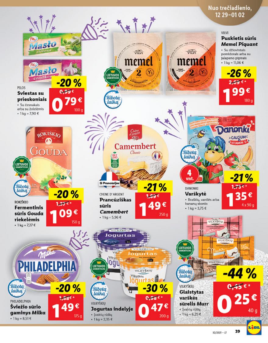Lidl maisto prekių pasiūlymai akcijos nuo 
  2021-12-27 iki 
  2022-01-02 | Leidinukas.lt puslapis 39