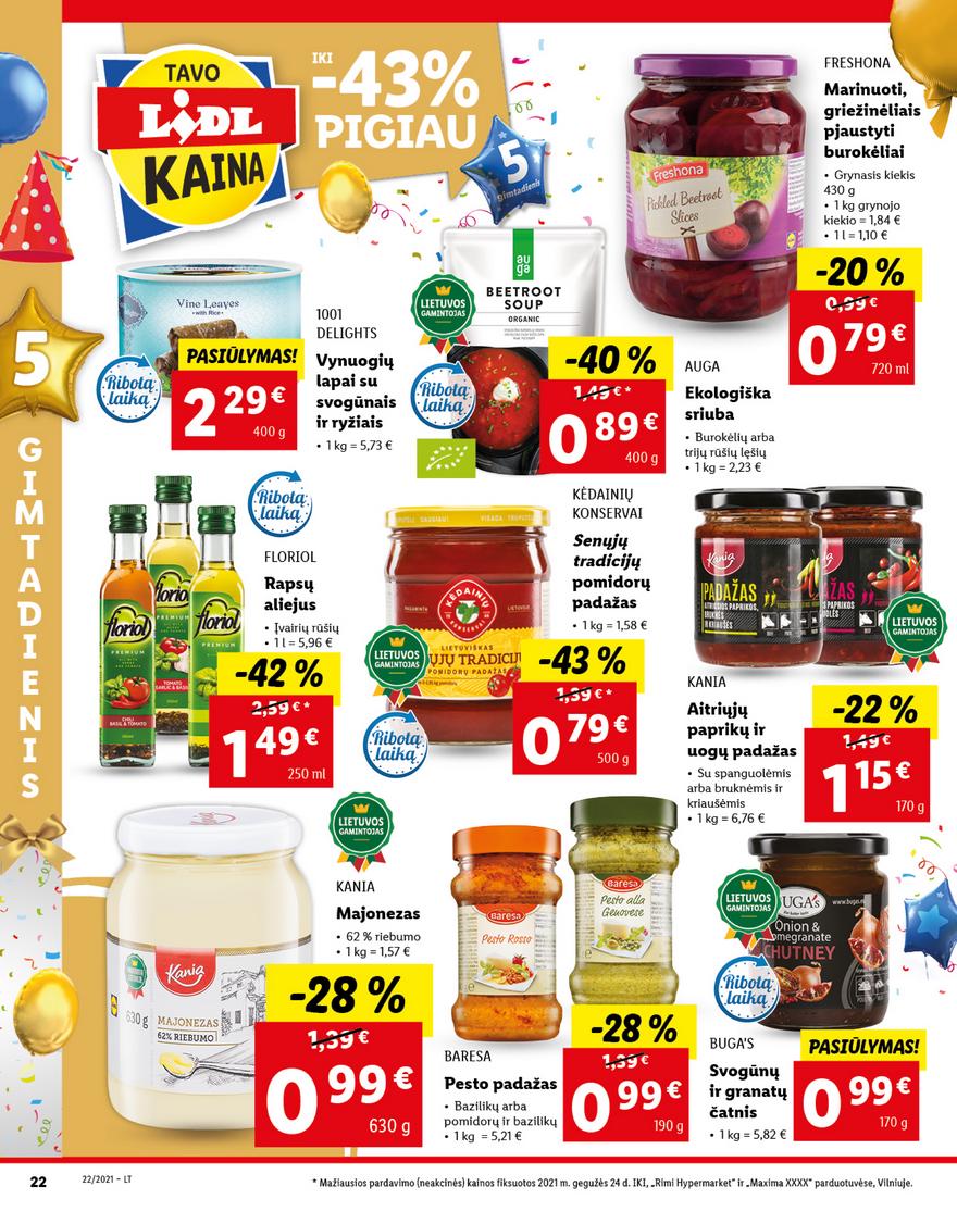 Lidl maisto prekių pasiūlymai akcijos nuo 
  2021-05-31 iki 
  2021-06-06 | Leidinukas.lt puslapis 22