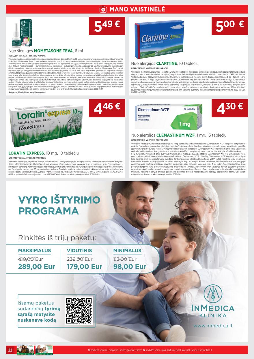 Euro vaistinė leidinys akcijos nuo 
  2022-06-01 iki 
  2022-06-30 | Leidinukas.lt puslapis 22