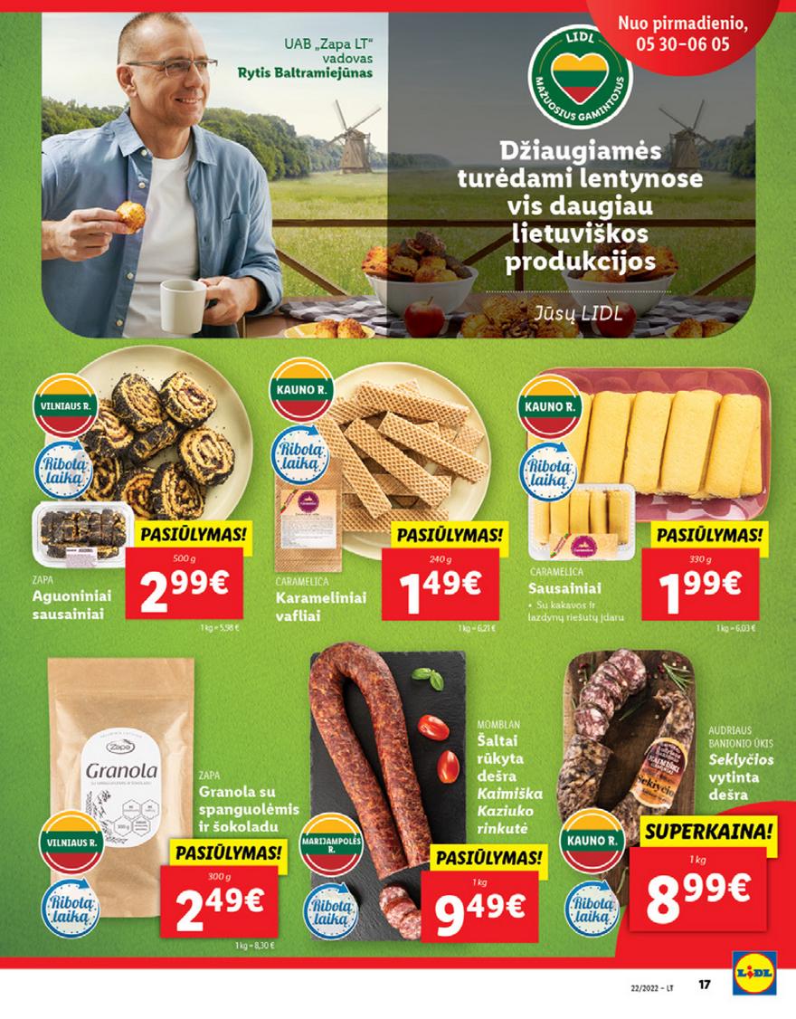 Lidl maisto prekių pasiūlymai akcijos nuo 
  2022-05-30 iki 
  2022-06-05 | Leidinukas.lt puslapis 17