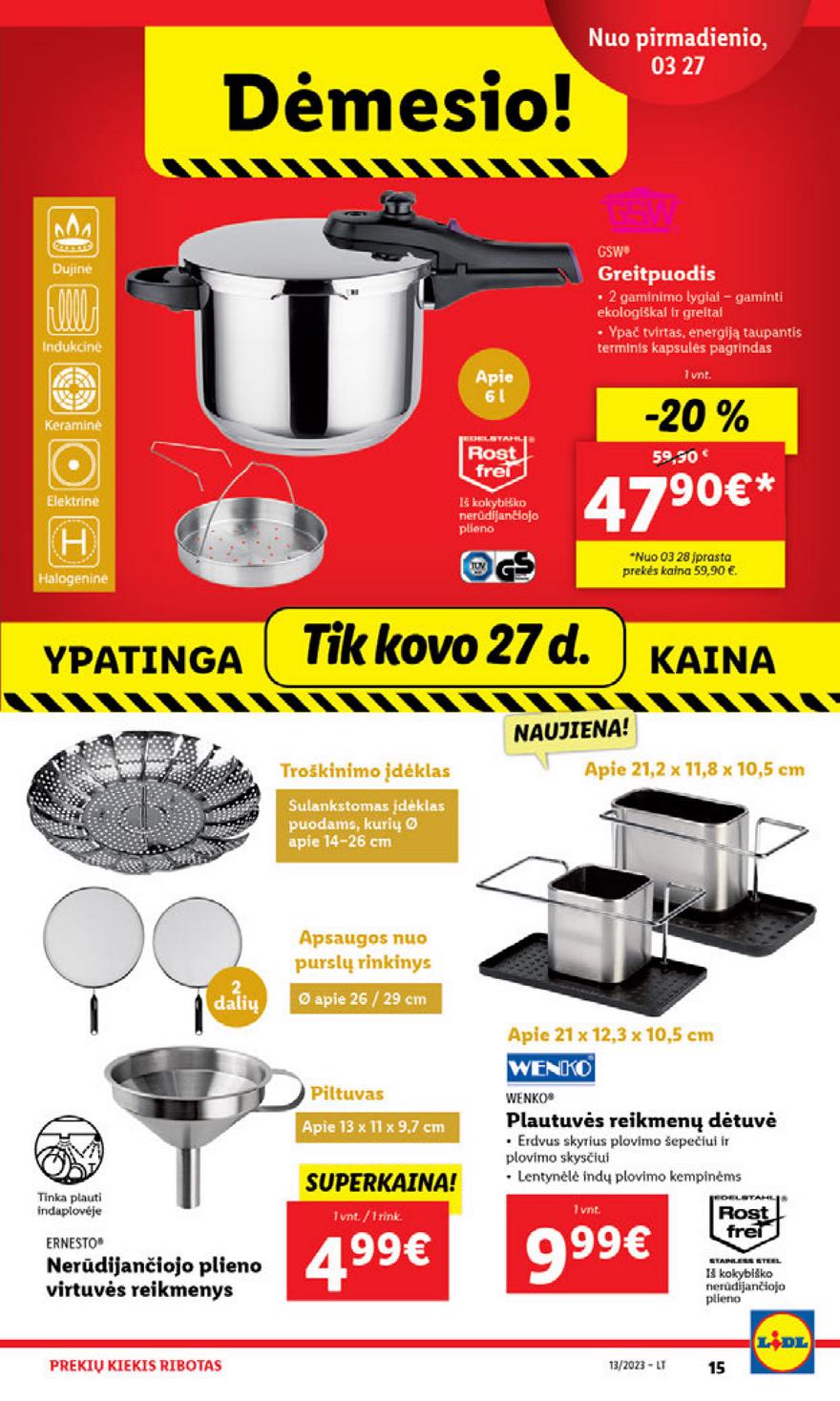 Ldil ne maisto prekių pasiūlymai akcijos nuo 
  2023-03-27 iki 
  2023-04-02 | Leidinukas.lt puslapis 15