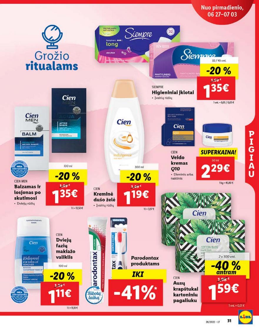 Lidl pasiūlymai akcijos nuo 
  2022-06-27 iki 
  2022-07-03 | Leidinukas.lt puslapis 31