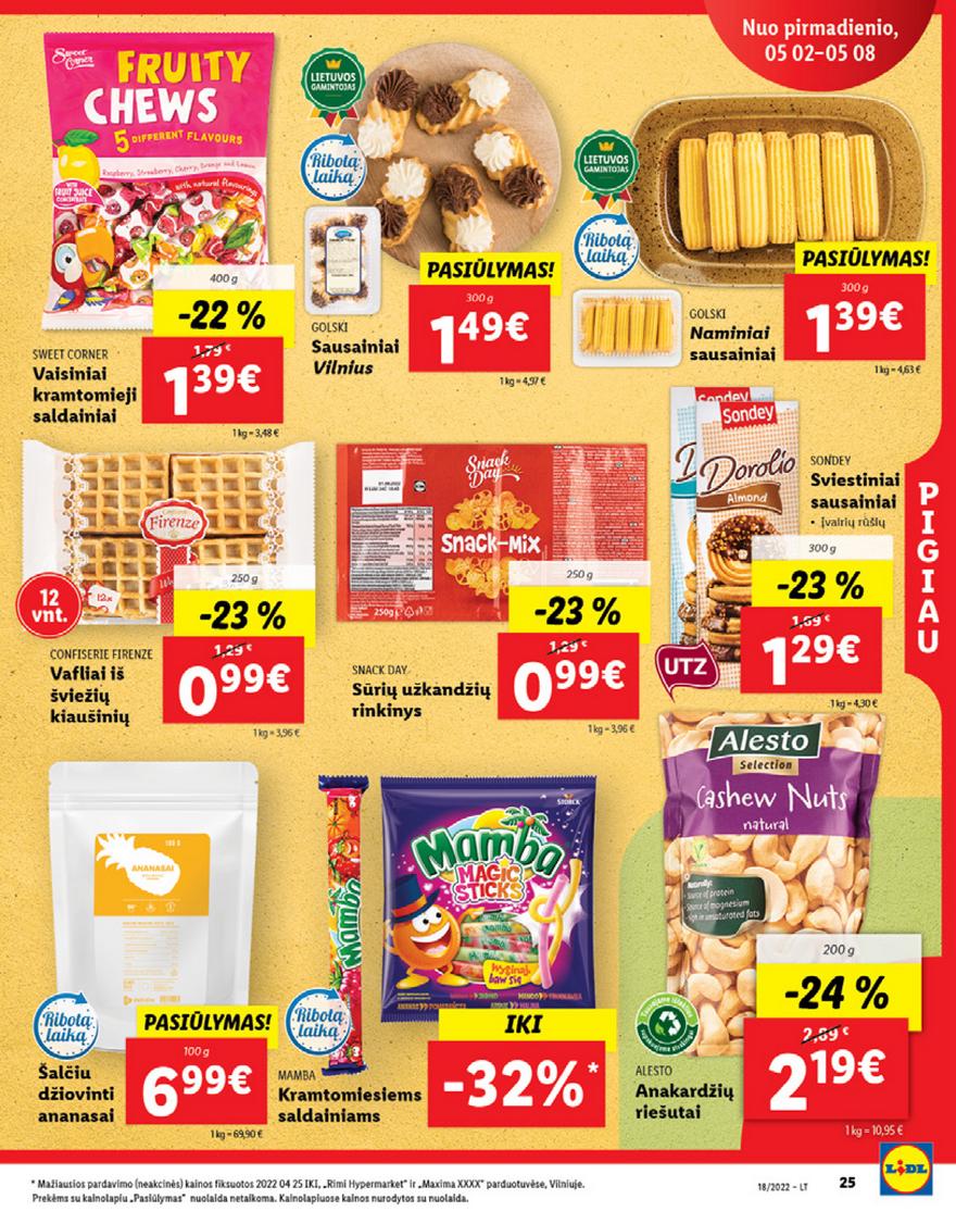 Lidl maisto prekių pasiūlymai akcijos nuo 
  2022-05-02 iki 
  2022-05-08 | Leidinukas.lt puslapis 25