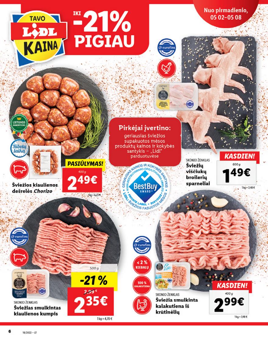 Lidl maisto prekių pasiūlymai akcijos nuo 
  2022-05-02 iki 
  2022-05-08 | Leidinukas.lt puslapis 6