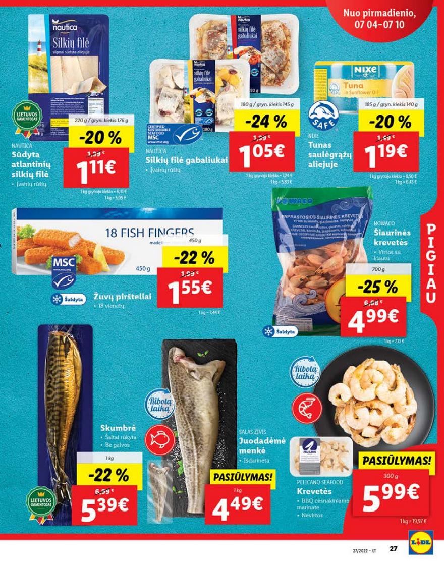 Lidl maisto prekių pasiūlymai akcijos nuo 
  2022-07-04 iki 
  2022-07-10 | Leidinukas.lt puslapis 27