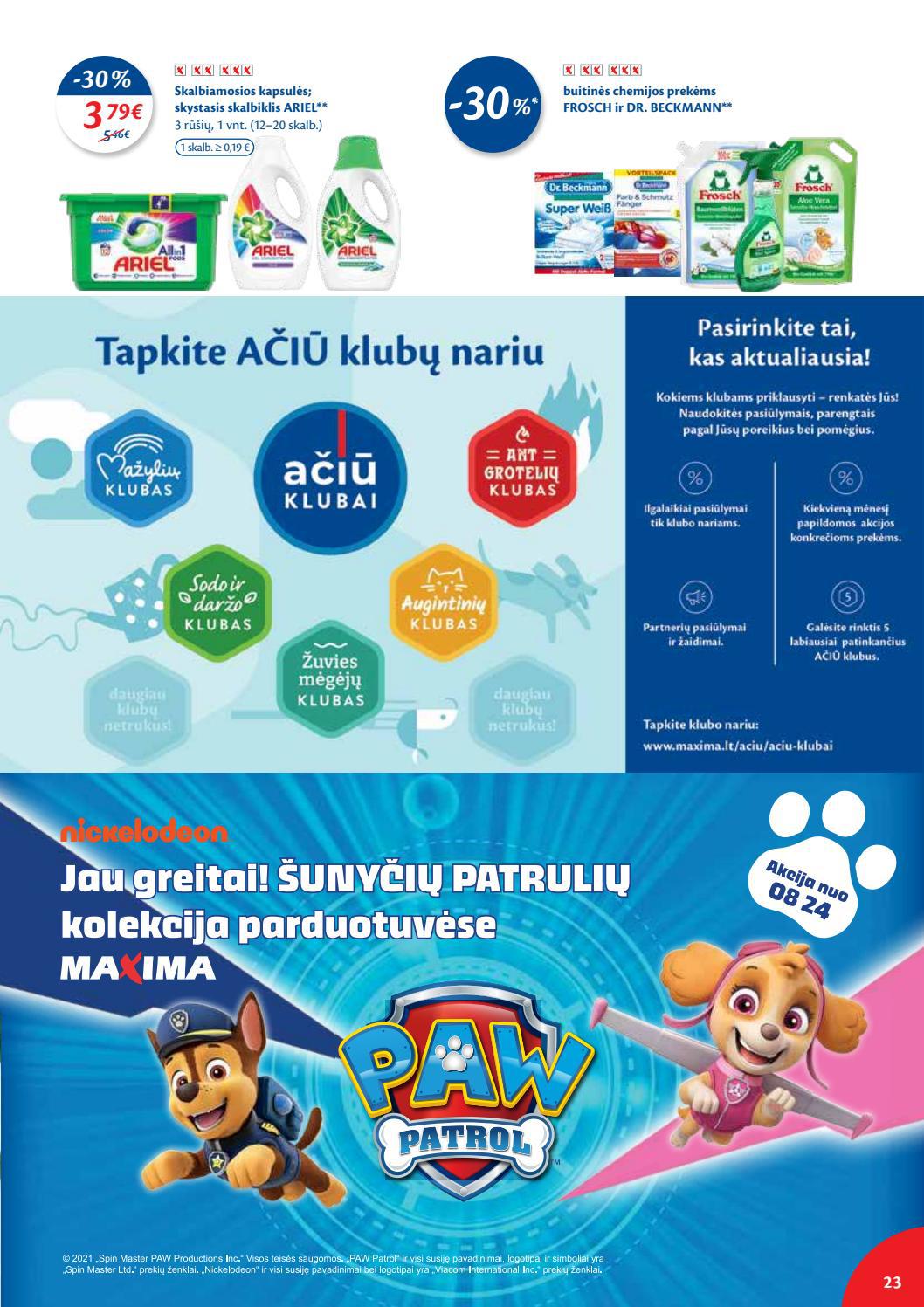 Maxima kaininis leidinys akcijos nuo 
  2021-08-17 iki 
  2021-08-23 | Leidinukas.lt puslapis 23