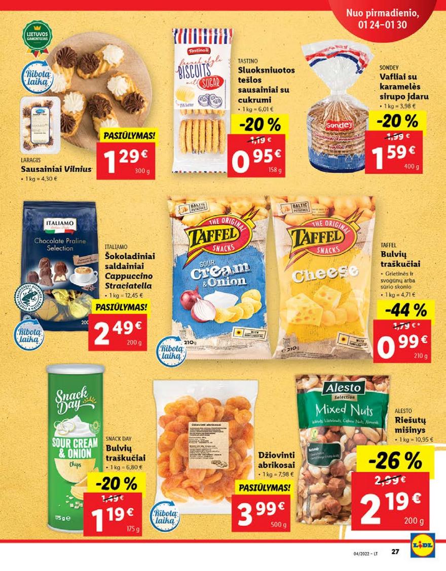 Lidl pasiūlymai akcijos nuo 
  2022-01-24 iki 
  2022-01-30 | Leidinukas.lt puslapis 27